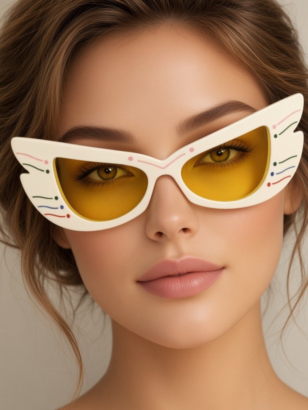 New Auth GUCCI Hollywood Forever Ivory Yellow Wing Mask Sunglasses GG0710S 003